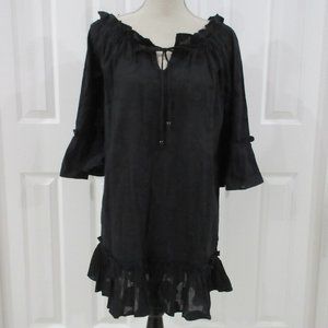 Mud Pie Black Shift Mini-Dress with Ruffles